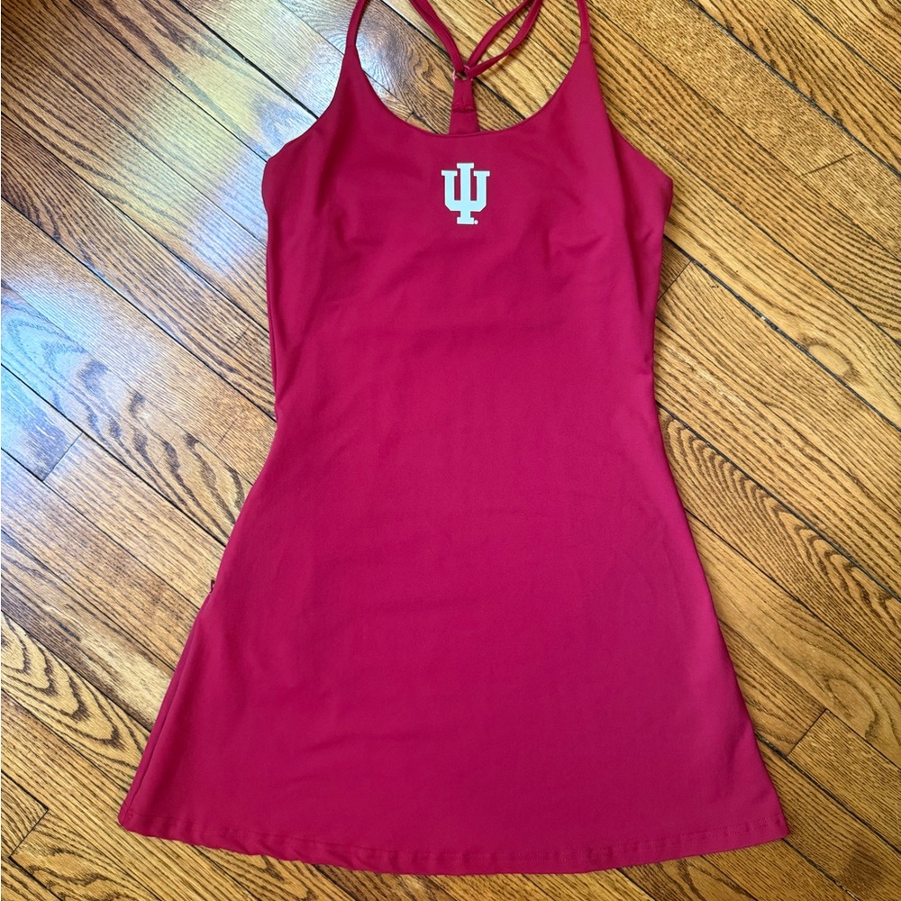 Indiana University Red Sleeveless Tennis Active Dress with Logo & Pocket